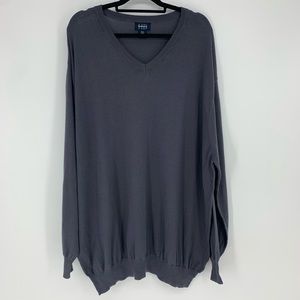 Harbor Bay Mens V-Neck Sweater Charcoal‎ Gray Size 5XL Knit Pullover